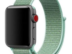 Curea iUni compatibila cu Apple Watch 1/2/3/4/5/6/7, 44mm, Nylon Sport, Woven Strap, Soft Green